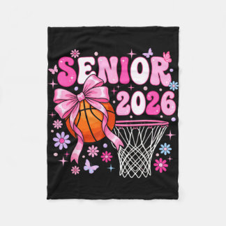 Senior 2026 class of 2026 basketball coquette bow fleece deken