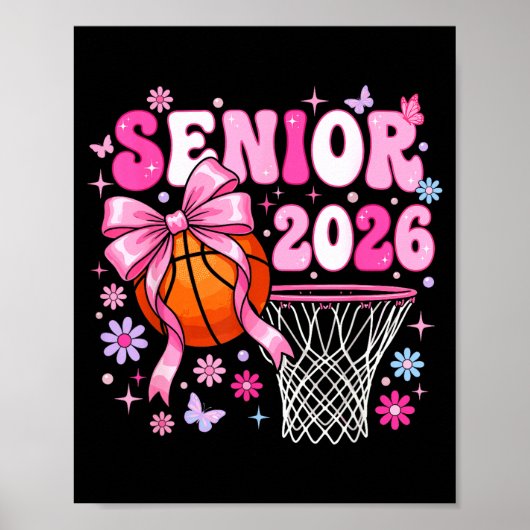 Senior 2026 class of 2026 basketball coquette bow poster (Voorkant)
