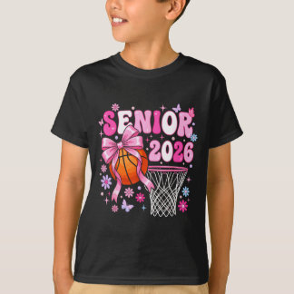 Senior 2026 class of 2026 basketball coquette bow t-shirt