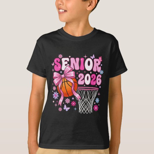 Senior 2026 class of 2026 basketball coquette bow t-shirt (Voorkant)
