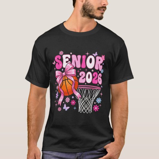 Senior 2026 class of 2026 basketball coquette bow t-shirt (Voorkant)