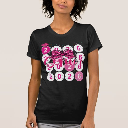 Senior 2026 Class of Coquette Pink Bow Graduation  T-shirt (Voorkant)