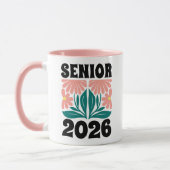 Senior 2026 Custom Retro Groovy Flowers Afstuderen Mok (Links)