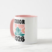 Senior 2026 Custom Retro Groovy Flowers Afstuderen Mok (Voorkant links)