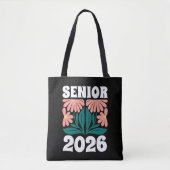 Senior 2026 Custom Retro Groovy Flowers Afstuderen Tote Bag (Voorkant)