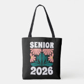 Senior 2026 Custom Retro Groovy Flowers Afstuderen Tote Bag (Achterkant)