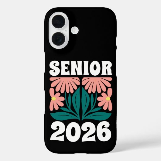 Senior 2026 Custom Retro Groovy Flowers Graduation Case-Mate iPhone Case (Achterkant)