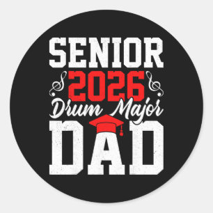 Senior 2026 Drum Major Papa Band Muziek Trots Afst Ronde Sticker