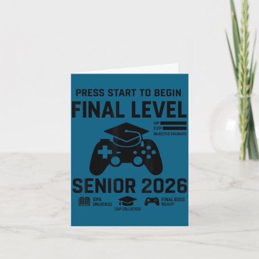 Senior 2026 eindniveau grappige gamer afstuderen 2 kaart (Voorkant)