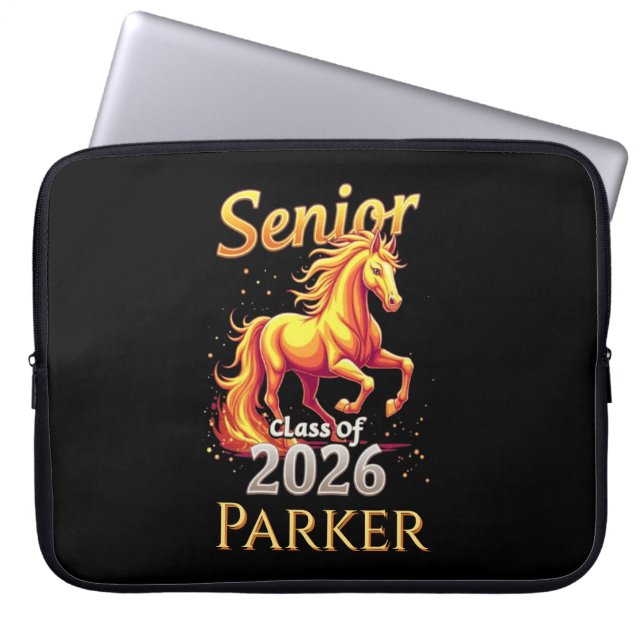 Senior 2026 Fire Horse Chinese Zodiac Personalized Laptop Sleeve (Voorkant)