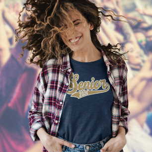 Senior 2026 Gouden T-shirt met Blauwe Stippen Leeu