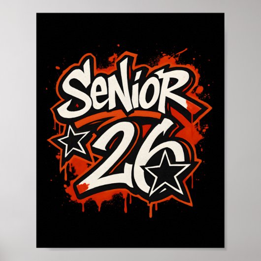 Senior 2026 Graffiti Drip Style Afstudeer Grafisch Poster (Voorkant)