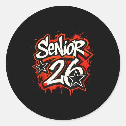 Senior 2026 Graffiti Drip Style Graduation Graphic Ronde Sticker (Voorkant)
