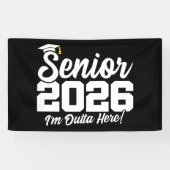 Senior 2026 Grappige Afstudeerquote Typografie Spandoek (Horizontaal)