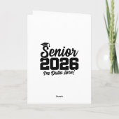Senior 2026 I’m Outta Here Graduation Funny Quote Kaart (Achterkant)