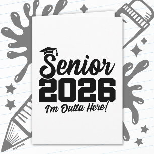 Senior 2026 Ik ben weg Grappige afstudeerquote Kaart
