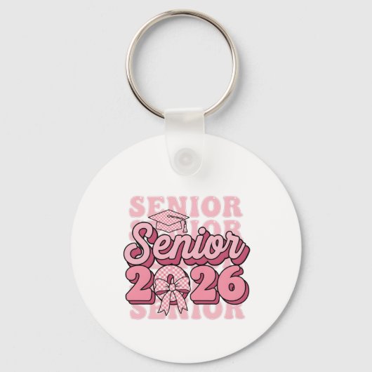 Senior 2026 Klas van 2026 Roze Strik Afstuderen Sleutelhanger (Voorkant)