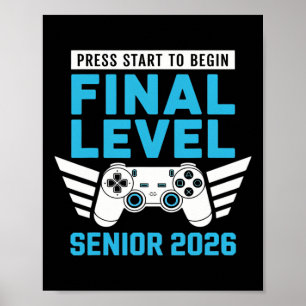 Senior 2026 Klas van 2026 Senior Gamer Videospel Poster