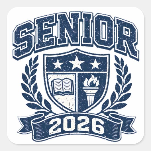 Senior 2026 – Laatste Jaar Pride College Vierkante Sticker (Voorkant)