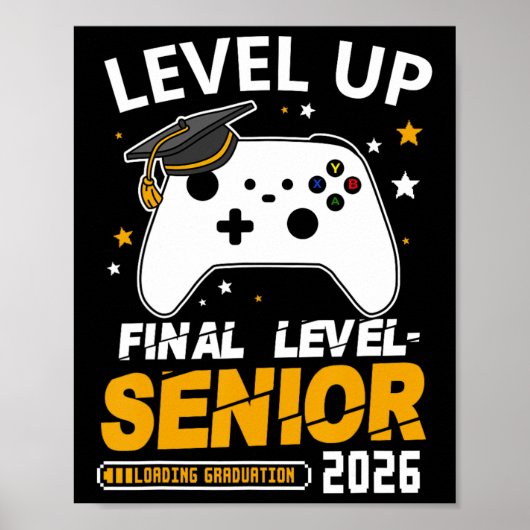 Senior 2026 Level Up Einddiploma Afstudeer Gaming Poster (Voorkant)