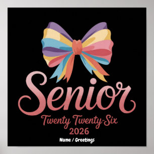 Senior 2026 Mooie Regenboog Strik Afstudeer Coquet Poster