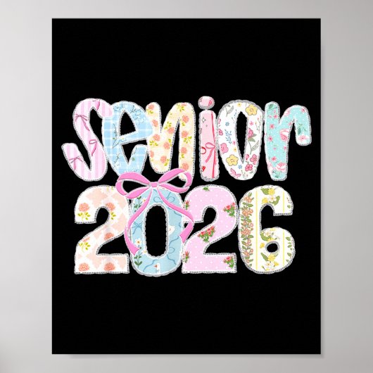 Senior 2026 pastel bloemige patchwork letters met poster (Voorkant)