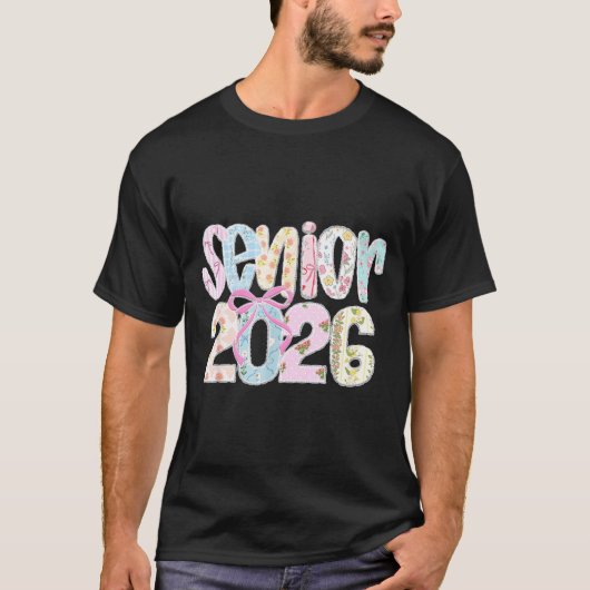 Senior 2026 pastel bloemige patchwork letters met t-shirt (Voorkant)