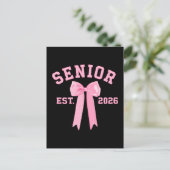 Senior 2026 Pink Bow Briefkaart (Staand voorkant)