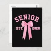 Senior 2026 Pink Bow Briefkaart (Voorkant / Achterkant)