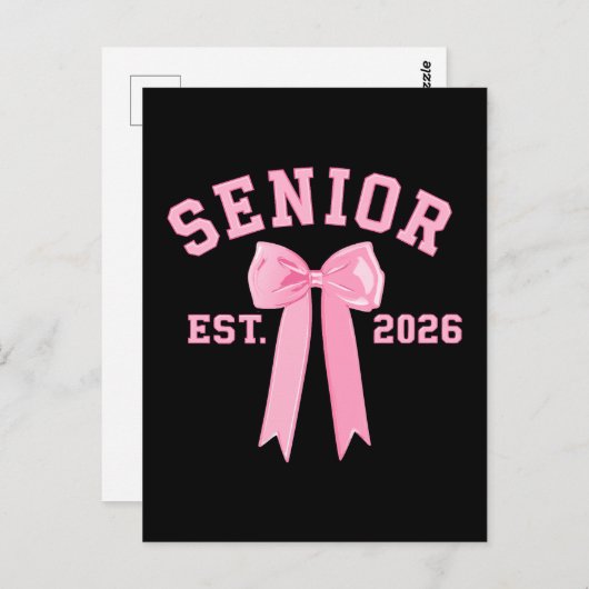 Senior 2026 Pink Bow Briefkaart (Voorkant / Achterkant)