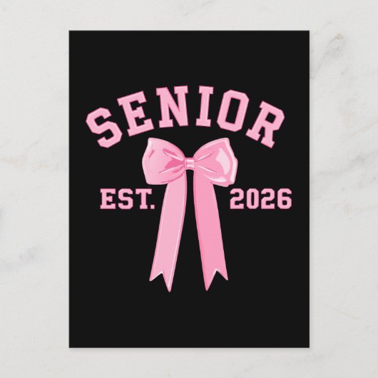 Senior 2026 Pink Bow Briefkaart (Voorkant)