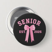 Senior 2026 Pink Bow Ronde Button 7,6 Cm (Voorkant /achterkant)