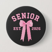 Senior 2026 Pink Bow Ronde Button 7,6 Cm (Voorkant)