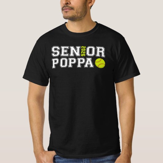 Senior 2026 Poppa Softbal Afstudeer Grootvader Pap T-shirt (Voorkant)