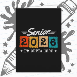 Senior 2026 Retro Afstudeerquote Meerkleurig Kaart