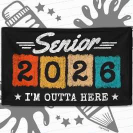 Senior 2026 Retro Afstudeerquote Meerkleurig Spandoek