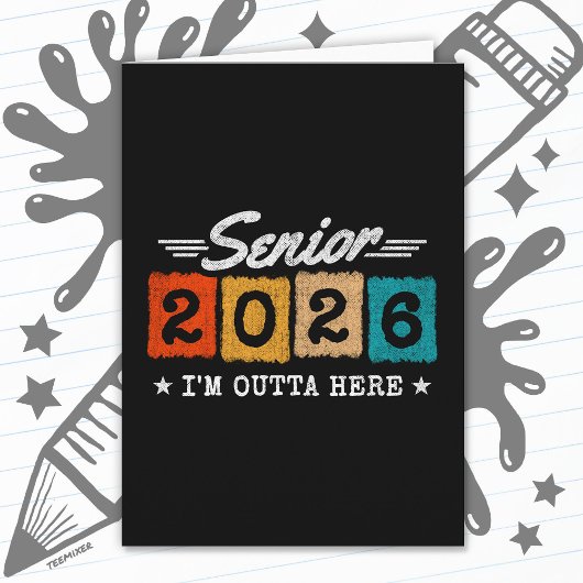 Senior 2026 Retro Graduation Quote Multicolor Kaart