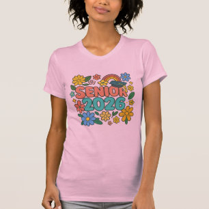 Senior 2026 Retro Regenboog Ontwerp T-shirt