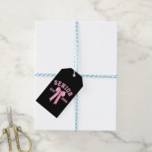 Senior 2026 Roze Strik Cadeaulabel (Met Touw)
