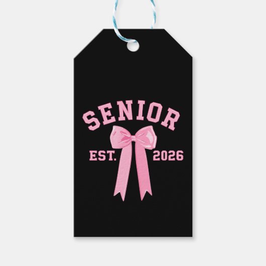 Senior 2026 Roze Strik Cadeaulabel (Voorkant)