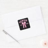 Senior 2026 Roze Strik Vierkante Sticker (Envelop)