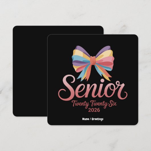 Senior 2026 Schattigee Rainbow Bow Afstuderen Coqu Kaart (Voorkant / Achterkant)