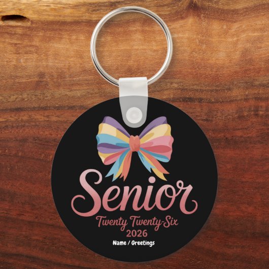 Senior 2026 Schattigee Rainbow Bow Afstuderen Coqu Sleutelhanger (Voorkant)