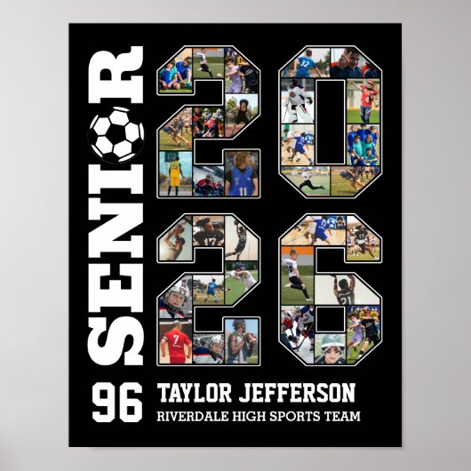 Senior 2026 Soccer Team Sports Photo Collage Poster (Voorkant)
