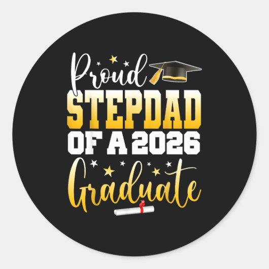 Senior 2026 Trotse Stiefvader Klas Ronde Sticker (Voorkant)
