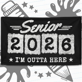 Senior 2026 Vintage Afstudeercitaat Retro Stijl Spandoek