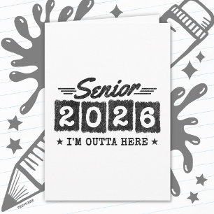 Senior 2026 Vintage Afstudeercitaat Retro Type Kaart