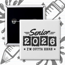 Senior 2026 Vintage Afstudeercitaat Retro Type Vierkante Button 5,1 Cm