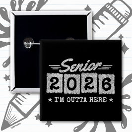 Senior 2026 Vintage Graduation Quote Retro Type Vierkante Button 5,1 Cm