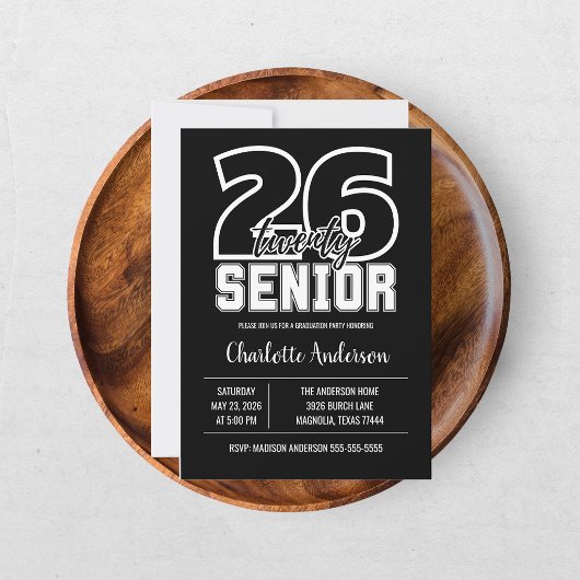 Senior 2026 Zwart Afstuderen Foto Kaart